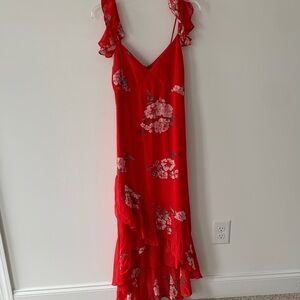 Speechless Red Floral High Low sunDress lined size S